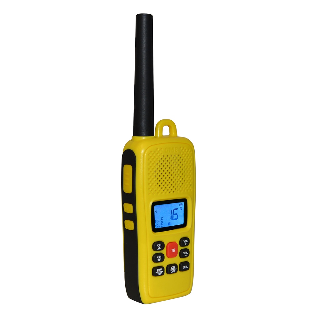 GME GX610 2.5w Marine VHF Handheld Radio, Floating, USB-C Charging, Yellow