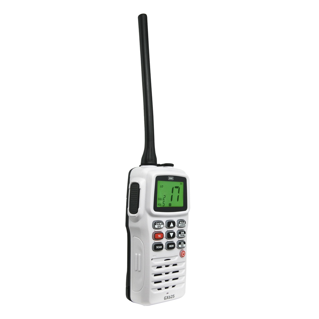 GME GX625W 5/1 Watt Handheld VHF Marine Radio - White