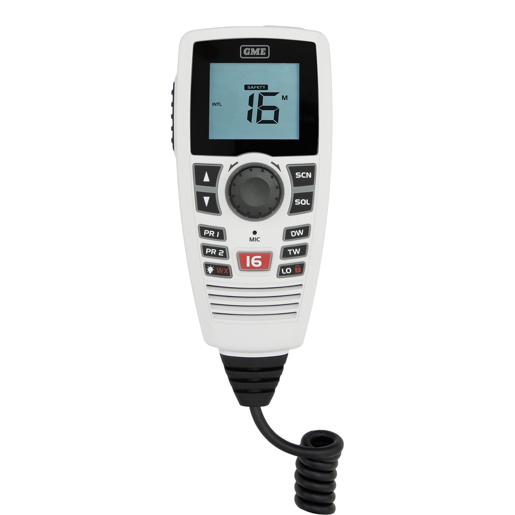 GME GX750W Black Box VHF Marine Radio, LCD Controller Mic - White