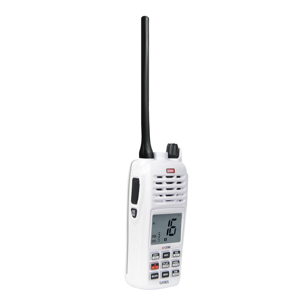 GME GX865 5/1 Watt Handheld VHF Marine Radio - White