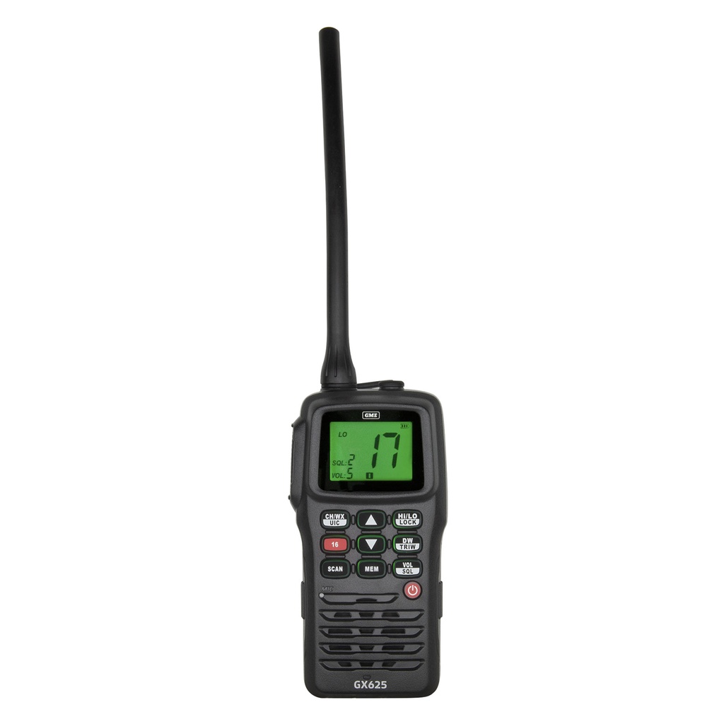 GME GX625W 5/1 Watt Handheld VHF Marine Radio - Black