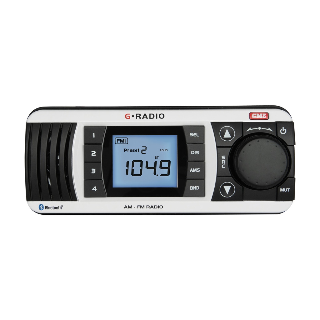 GME GR300BT Marine AM/FM Radio with Bluetooth - White
