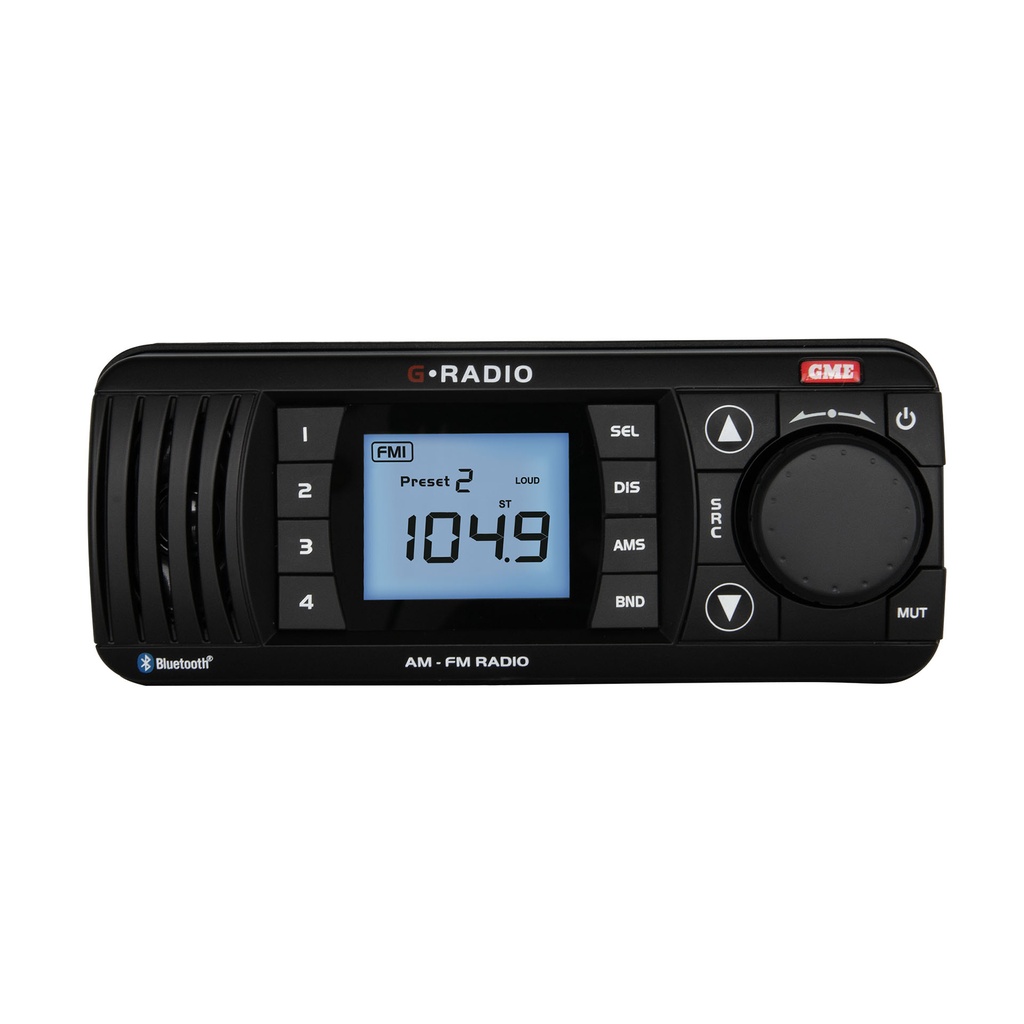 GME GR300BT Marine AM/FM Radio with Bluetooth - Black