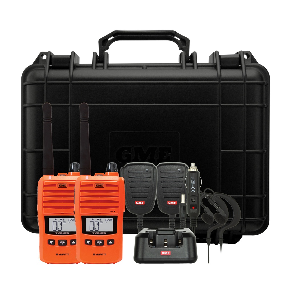 GME TX6165 5 Watt UHF CB Handheld - Twin Pack - Orange