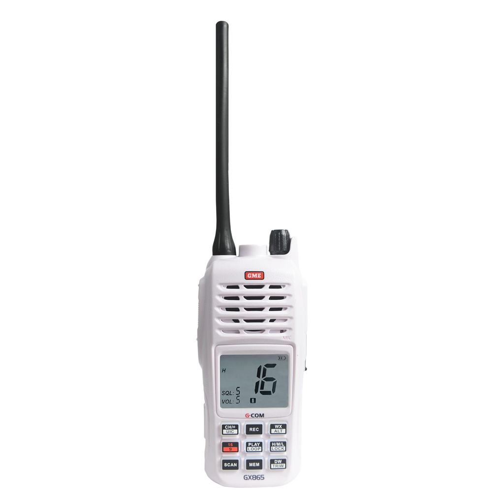 GME GX865 5/1 Watt Handheld VHF Marine Radio - White