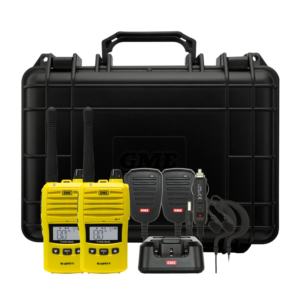 [193957] GME TX6165 5 Watt UHF CB Handheld - Twin Pack - Yellow