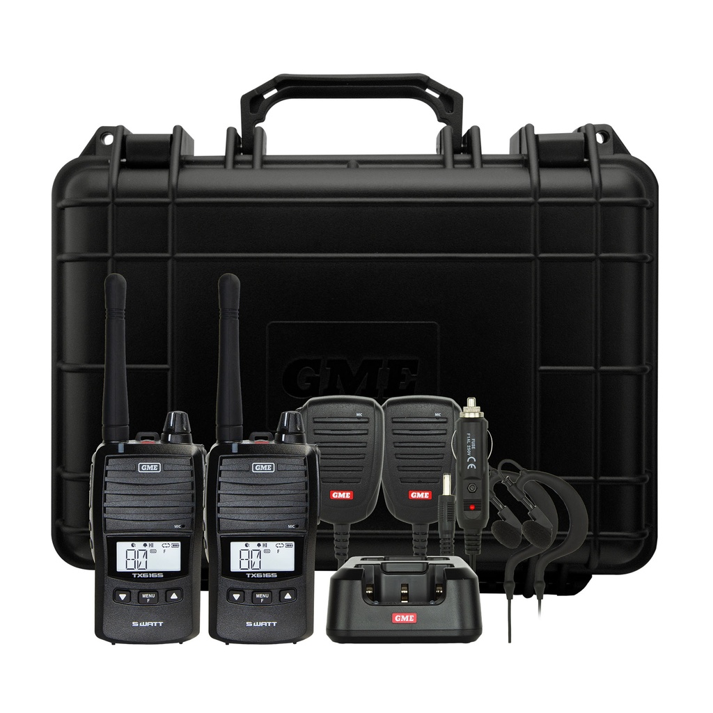 GME TX6165 5 Watt UHF CB Handheld - Twin Pack - Black