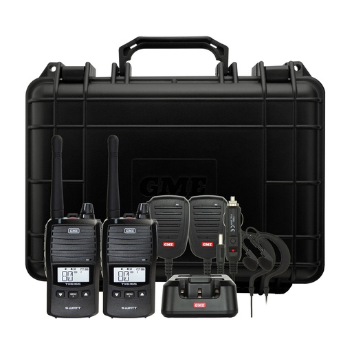 [193958] GME TX6165 5 Watt UHF CB Handheld - Twin Pack - Black